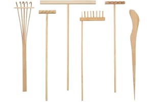 Artibetter 6Pcs Mini Zen Garten Rechen Kit Bambus Zen Rechen Meditation Sand Zen Gartengeräte Zubehör für Home Office Tisch Feng Shui Dekoration