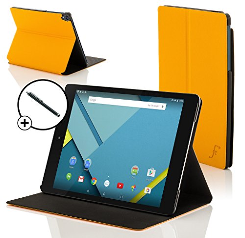 Forefront Cases® Neue Leder Hülle / Tasche / Case / Cover für HTC Google Nexus 9 (8,9 Zoll) Tablet-PC - Rundum-Geräteschutz und intelligente Auto-Sleep-Wake-Funktion mit 3-JAHRES-GARANTIE VON FOREFRONT CASES - inkl. Eingabestift