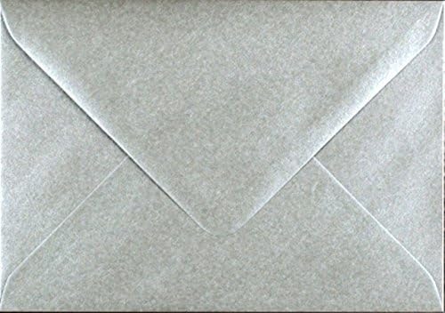 10 Pack C6 Silver Envelopes – 114mm x 162mm – Metallic Pearlescent – Gummed 100gsm – A6 Fit