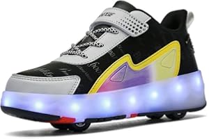 HUSK'SWARE Sneaker per Bambini,Scarpe da Skateboard a Due Ruote,Luce a Cambio Colore Regolabile,Ricarica USB,universali per Ragazzi e Ragazze,Nero Rosa Oro Argento 27–40 EU