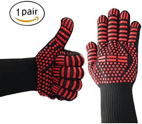 Dete Cooking Glove 932 ° F Extreme Hitzebeständig Kevlar &amp; Silikon Isolierte Schutz Pad für BBQ, Kochen, Grillen, Backen oder Topflappen 1 Paar (Arrow)