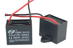 DollaTek 2Pcs CBB61 5uF 450V AC 50/60Hz Condensador Corriente del Motor de Ventilador del acondicionador de Aire