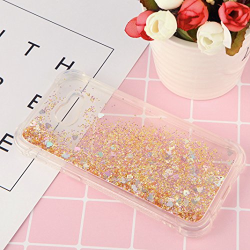 Galaxy A5 2017 Liquid H  lle  Rosa Schleife 3D Flie  en Fl  ssig Bling Dynamisch Treibsand Stern Glitzer Case Anti-Rutsch Kratzfest Transparent Siliko