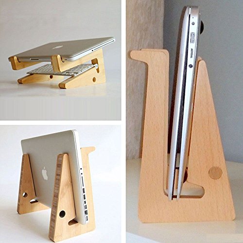 HuntGold Universell Abnehmbare Holz Bambus Halterung Halter Ständer für Laptop - 7