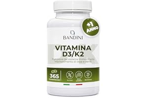 Bandini® Vitamina D3 K2 | 365 COMPRESSE (12 Mesi) | Vitamina D 2000 UI + 200 mcg Vitamin K | Vitamine MK-7 99% All Trans Vit D3+K2 | Per Ossa, Denti, Muscoli, Articolazioni & Sistema Immunitario