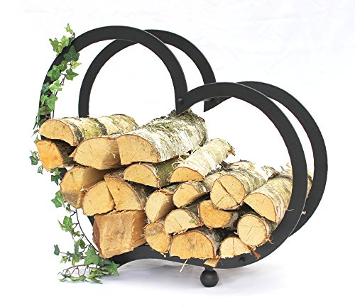 DanDiBo Kaminholzregal Herz Kaminholzständer 65 cm Holzkorb Kaminholzhalter Holzregal