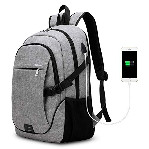 SKL Sac à Dos pour Ordinateur Portable Sac à Dos à Dos Gris avec Bande réfléchissante Sac à Dos Traval Business College Durable pour Hommes Femmes (Gris)