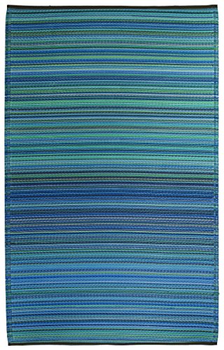 Fab Hab - Cancun - Türkis & Moosgrün - Teppich/ Matte für den Innen- und Außenbereich (90 cm x 150 cm)