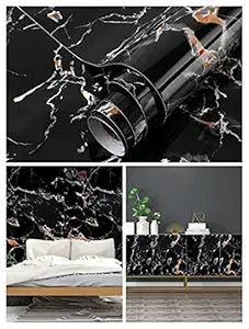 Anna Creations Vinyl self Adhesive Peel and Stick Waterproof Decorative DIY Wallpaper Marble Wallpaper countertop Wallpaper (Marble Black, 24