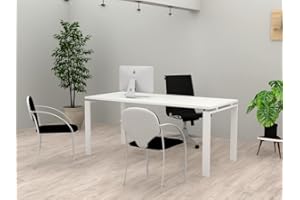 DUÓFIC Mesa/Escritorio para teletrabajo, Oficina, despachos y Sala de Estudios. Estructura Marco Abierto Color Blanco. Fabricado en España. Envio a Toda la Península. (Blanco, 160x80)