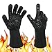 Produktbild ISWIM Grillhandschuhe, Ofenhandschuhe bis zu 500 & 800 ° F, Silikon Extrem Hitzebeständige BBQ Handschuhe, zum Kochen, Backen, Barbecue, Feuerplatz Zubehör, 1 Paar Küchenhandschuhe (Schwarz)