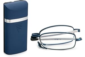 KoKoBin Składane okulary do czytania ze stali nierdzewnej, mini antyrefleksyjne, z etui na okulary, dla kobiet i mężczyzn, małe przenośne urządzenie do czytania