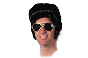 JUANXIAN Klasyczna męska peruka rockstar i boki fantazyjna sukienka dla dorosłych pop King Elvis peruka