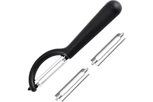 WLVINSON Pelapatate a P per tupper con 2 lame di ricambio, pelapatate per verdure, universale, utilizzabile in lavastoviglie, pelapatate senza sforzo, compatibile con utensili da cucina Tupperware (nero)