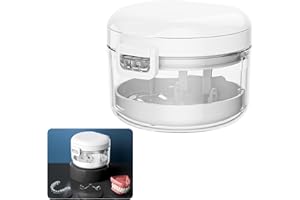 Guador Scatola Per Protesi Dentiera Storage Box Contenitore Bagno per Protesi Cestello Portaspazzolino per Protesi Scatola Per La Conservazione Della Protesi con Spazzola di Pulizia (Bianco)