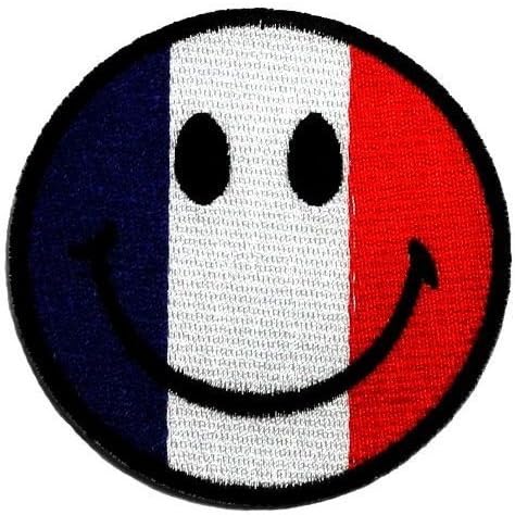 Smiley Happy Face Patches (France Flag) Patches Embroidered Iron on Patch