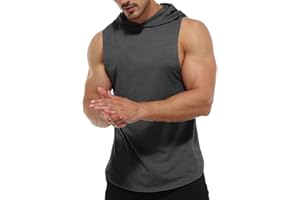 GYMSKOP Men's Workout Sleeveless Hoodies Athletic Training Cotton Gym Hooded Tank Tops Sports Bodybuilding Fitness Muscle T Shirts