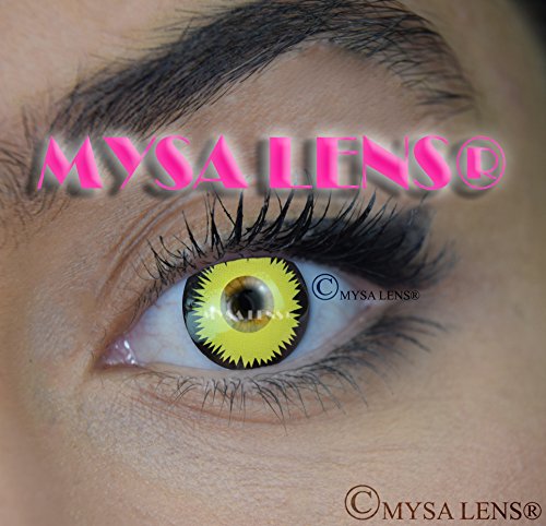 Mysa Lens® - Lenti a contatto colorate fantasia, ottime per cosplay, occhio giallo da lupo mannaro, 12 mesi, senza correzione