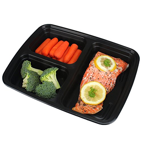 Freshware 15 3-compartments Bento Lunch Box Set mit Deckel, 32 oz 15er-Pack schwarz - 3