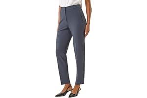 Roman Originals Work Trousers for Women UK Ladies Office Smart Stretch Suit Pants Slacks Cigarette Straight Leg Tailored High Elasticated Waist Ankle Grazer Slim