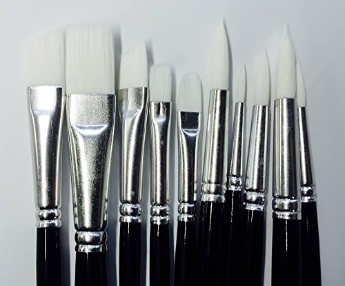 10 X FACE PAINTING BRUSHES - ROUND AND FLAT TIP ART PAINT BRUSH GLITTER QUALITY