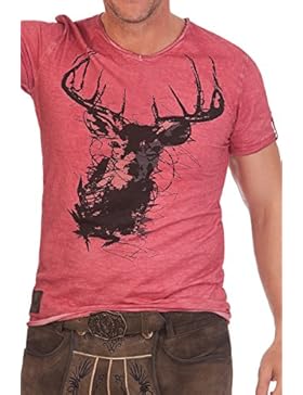 Trachten Herren Shirt - GEORG - rot, beige