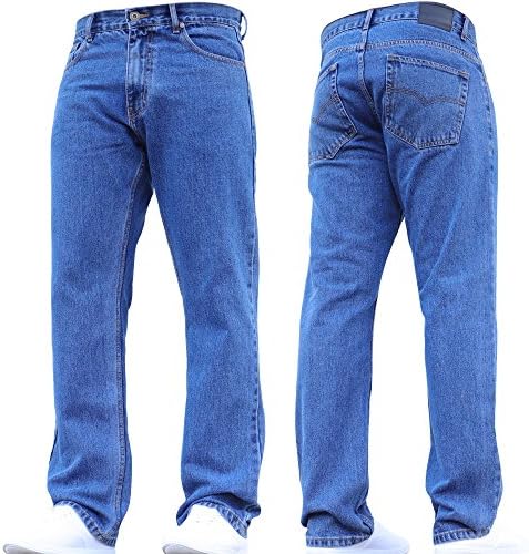 Mens Straight Leg Heavy Duty Work Basic 5 Pocket Plain Denim Jeans Big Tall Pants All Waist & Sizes