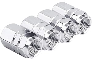 ihreesy 4 piezas Tapones de Aluminio para Válvulas de Automóvil,Tapones de Válvula de Neumático Tapones de Válvula de Rueda Tapones de Polvo Cubierta Tapa de Válvula con Junta,Plata