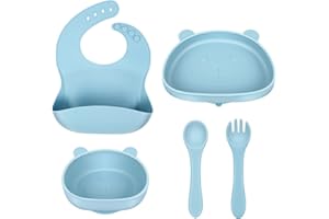 ZS ZHISHANG Baby Weaning Set,Baby Bowls Baby Plates Weaning Bowl Silicone Baby Feeding Set Weaning Plate Suction Bowls for Babies Weaning Baby Cutlery Set Baby Gifts