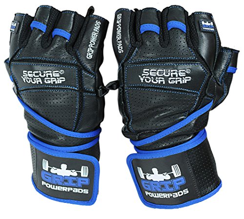 Grip Power Pads® Elite Fitnessstudio Leder Handschuhe mit integriertem 2″ Wide Handgelenkstützen – Leder Handschuh Design für Gewichtheben, Poweranheben, Bodybuilding und Krafttraining Übungen – Zufriedenheit Garantie & 1 Jahre Austauschgarantie - 5