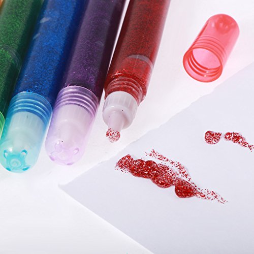 MagiDeal 6pcs Glitter Glue Glue Stifte Glitter Gelmalstifte – Dunkle Farbe - 4