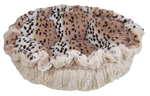 Bessie and Barnie Ultra Plush Aspen Snow Leopard/ Natural Beauty Luxury Deluxe Dog/Pet Cuddle Pod Bed