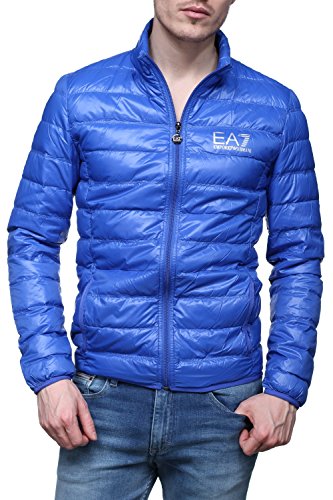 EA7 Emporio Armani Herren Lightweight Daunenjacke - Super leichte Jacke bergangsjacke Steppjacke mit Daunenfllung und Stehkragen, Farbe:Blau;Gre:S