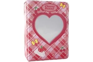 BAISENJF 3 Inch Mini Photo Album PVC Photo Album Love Heart Hollow Photocard Id Holder for Holding Small Size Photos Cards and Ids(40 Pockets)