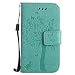 Produktbild Samsung Galaxy S3 Mini Hülle, Chreey Prägung [Katze Baum] Muster PU Leder Hülle Flip Case Wallet Cover mit Kartenschlitz Handyhülle Etui Schutztasche [Grün]