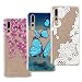 Produktbild [3 Stück] HopMore Huawei P20 Pro Hülle Silikon Transparent Durchsichtig Hüllen Clear Muster Design Bumper Ultra Slim TPU Handyhülle Kawaii Motiv One Piece Case Cover pour Huawei P20 Pro -- Blauer Schmetterling + Rosa Blumen + Mandala