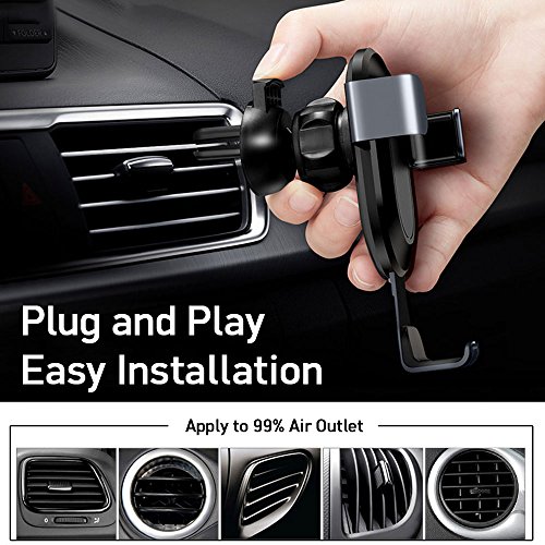 Supporto Smartphone Auto Universale, ikalula Griglia di Ventilazionee 360 Gradi di Rotazione Regolabile GravitÃ  Porta Cellulare Telefono Auto per iPhone, Samsung, Huawei, Xiaomi e Dispositivo GPS