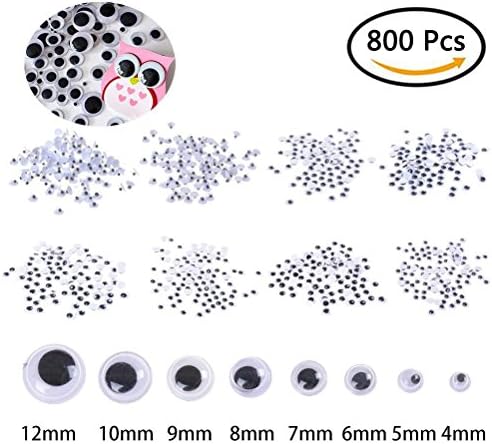 Wiggle Googly Eyes Round Self Adhesive Googly Eyes DIY Scrapbooking Crafts Toy Accessories 800 Pieces