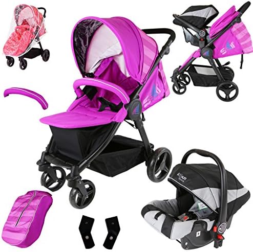 iSafe Sail Stroller - Plum Travel System Includes Carseat, Adaptors Bumper Bar Rain cover Bootcover