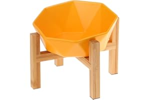 LIONWEI LIONWELI HCHLQLZ Cuenco Elevado de cerámica con Soporte para Mascotas con Soporte de bambú para Gatos y Perros, sin derrames, comedero de Agua para Mascotas