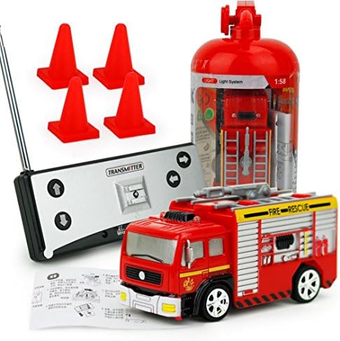 HARRYSTOER RC Rescue Fire Truck Engine Remote Control Toy with Ladder Trucks for Kids (A)