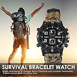 halonzhor Survival Armbanduhr Wandern Rettung Armband Travel Watch Bracelet mit Paracord Kompass Whistle Zurrgurte Camping Erste Hilfe Klettern Bergsteigen Wandern Trekking Abenteuer Bergsteigen