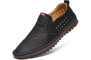 FM2018XSL Men's Leather Shoes Summer Casual Soft Soled Driving Shoes Trend Breathable Hollow Out Business Hand Stitched Shoes