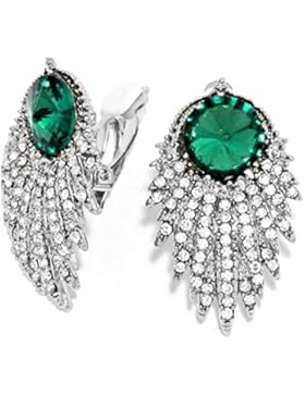 Schmuckanthony Abend Ball Hochzeit Schmuck Lange Ohrclips Clips Klips Clip Ohrringe Kristall klar Transparent...