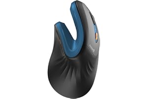 ProtoArc Mouse Ergonomico, EM11 NL Mouse Verticale Senza Fili Mouse Ottico Ricaricabile con 3 Porte Dispositivi (Bluetooth &USB), 3 DPI Regolabili per Computer, iPad, Mac, Windows - Nero Blu
