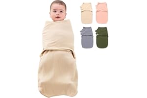 HINATAA Emmaillotage bébé en Coton Gaze, Baby Sacs de Couchage Nouveau-né, 3 en 1 couvertures d'emmaillotage bébé, Grand Scratch Gigoteuse Naissance, Swaddle Bebe Garçons Filles (Marron, 3-6 Mois)