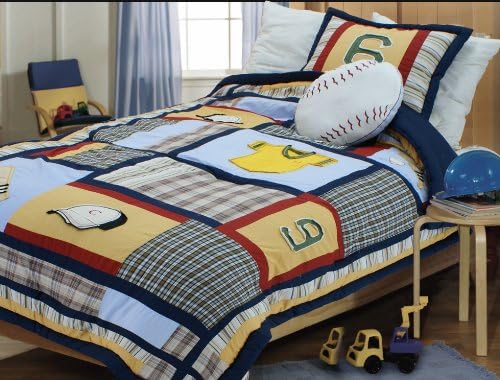 Textiles Plus 200 Thread Count Boys' Baseball Patchwork Comforter Set, Full/Queen