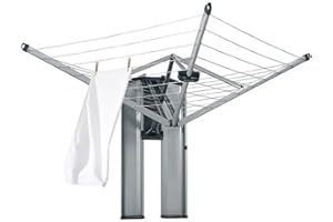 Brabantia - Tendedero Wallfix - con Funda Protectora - Extenderlo con Tan sólo una Mano - Ahorra Espacio - Cuerdas resisitentes a los Rayos UV - Fíjalo a la Pared - Metallic Gris - 24m