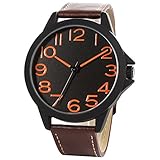 NUOVO Herren Uhr Analog Quarz mit Braun Leder Armband Wasserdicht K170044-1G-ORG