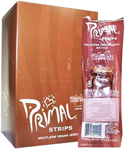 Primal Vegan Jerky | Seitan - Teriyaki Jerky | 21 x 28g